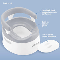 Jool Baby potty chair armrests assist with a stable seating position