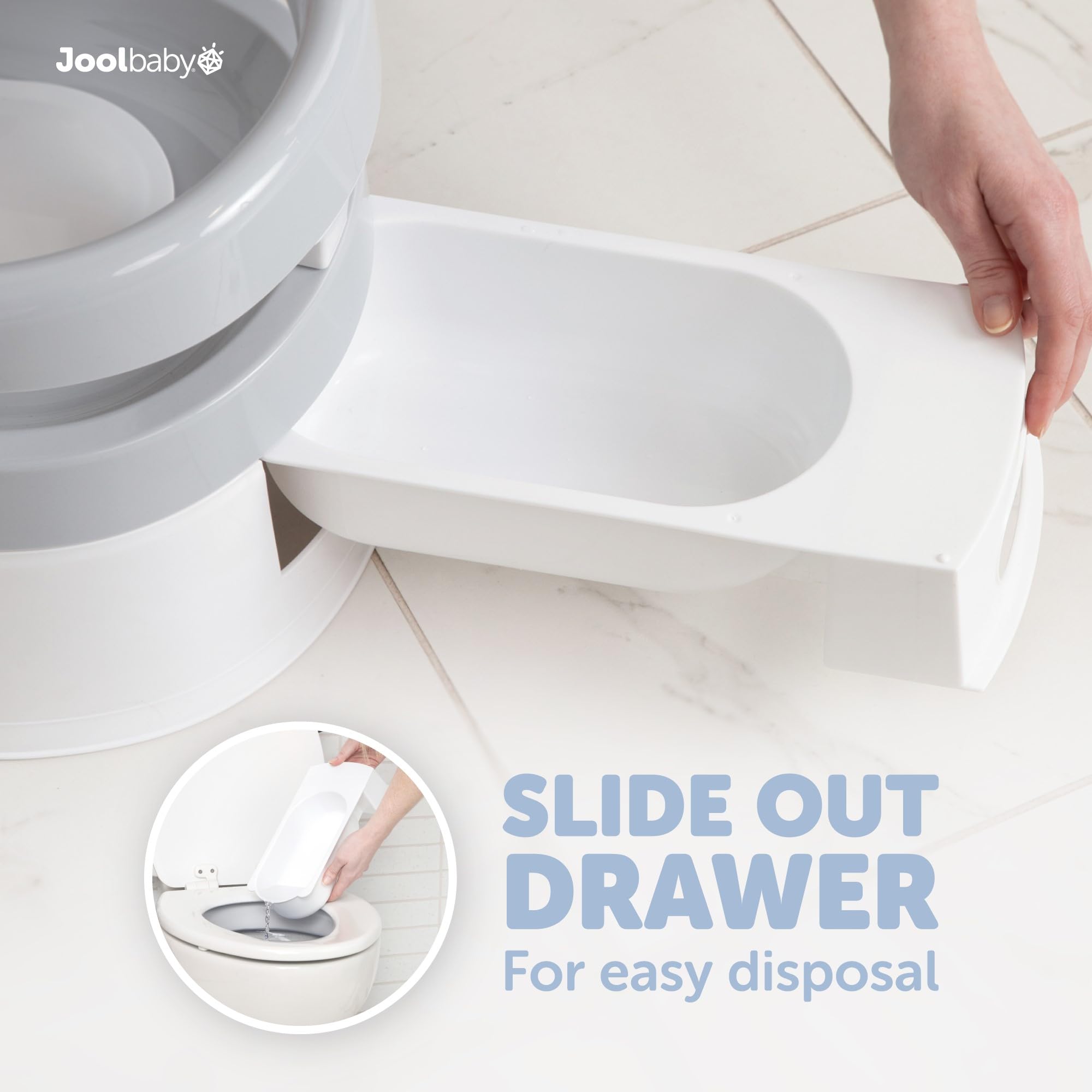 Jool Baby potty chair lid keeps the bathroom tidy when not in use