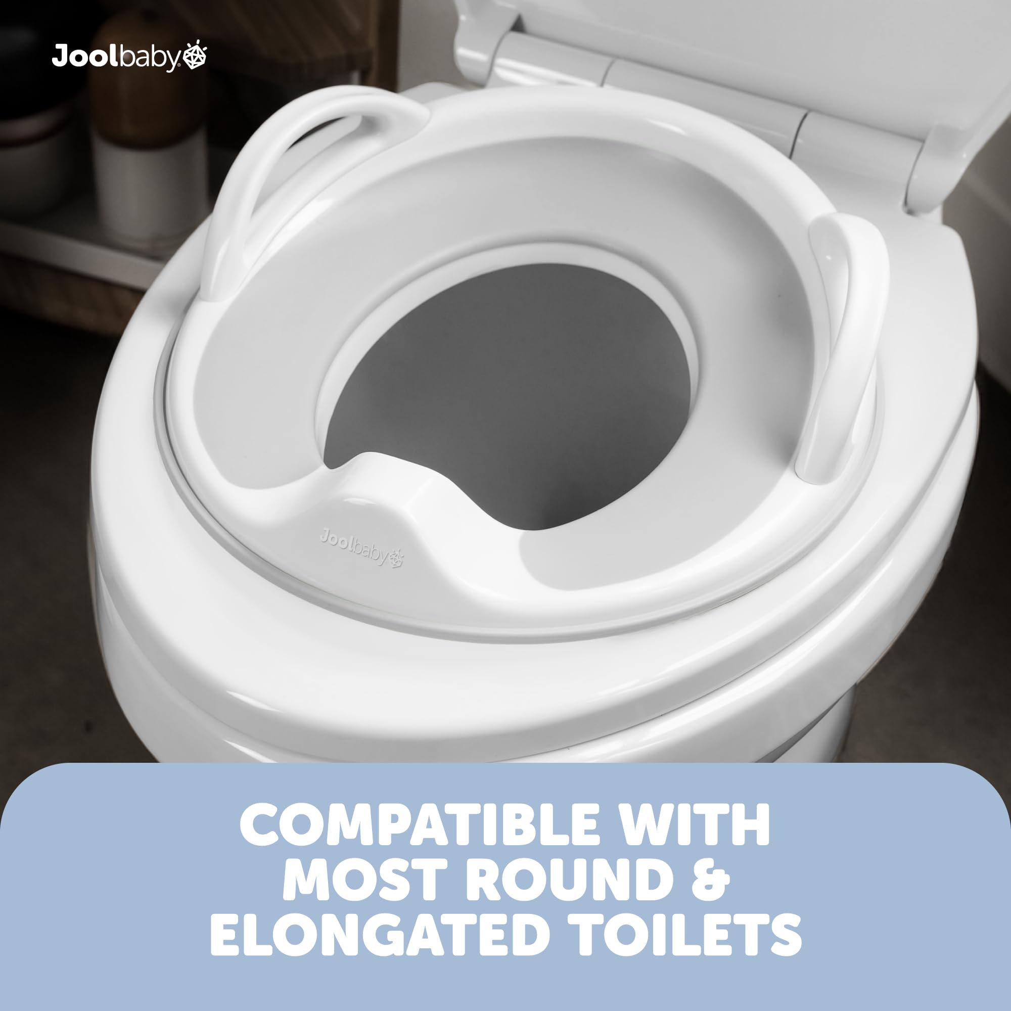 Jool Baby potty seat bonus hook offers easy storage between uses.