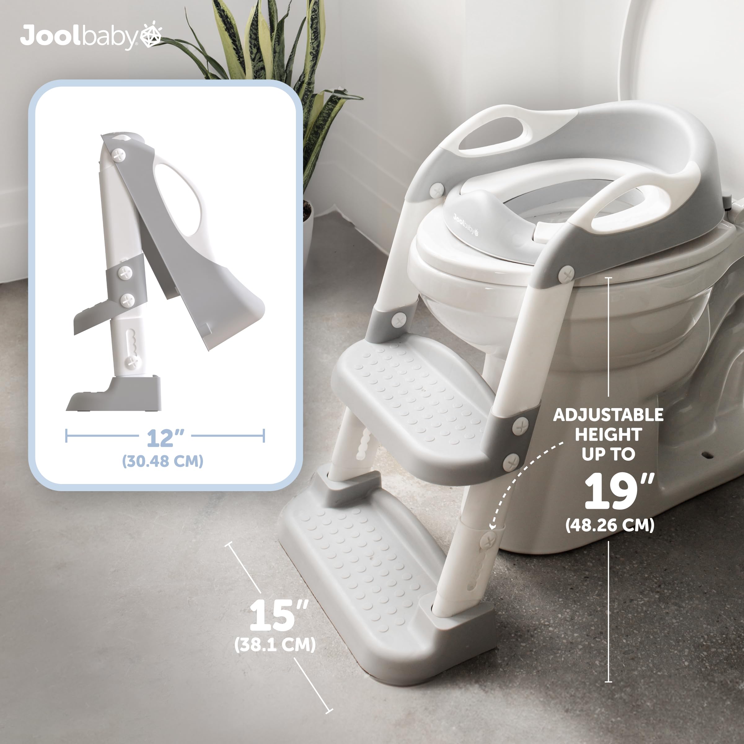 Jool Baby potty training seat with ladder, side view, stable ascent for toddlers