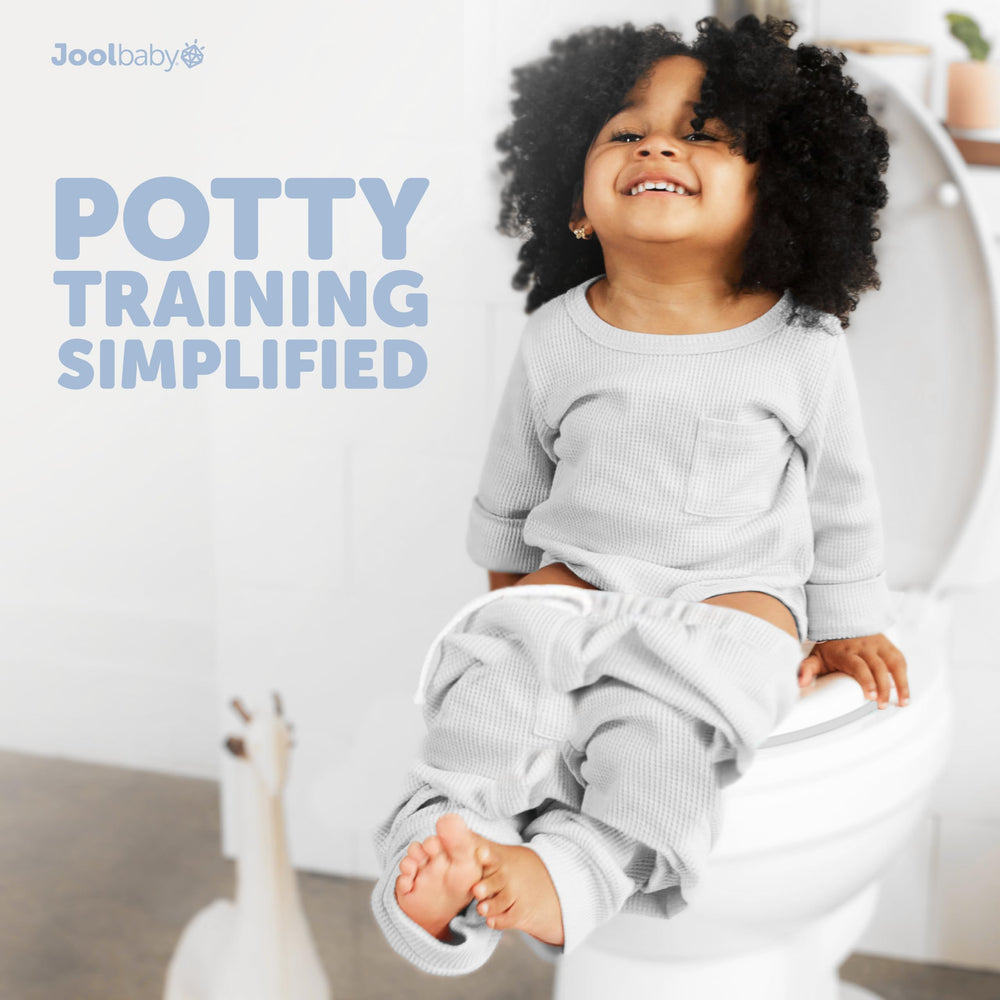 Jool Baby gray color potty seat complements many bathroom styles.