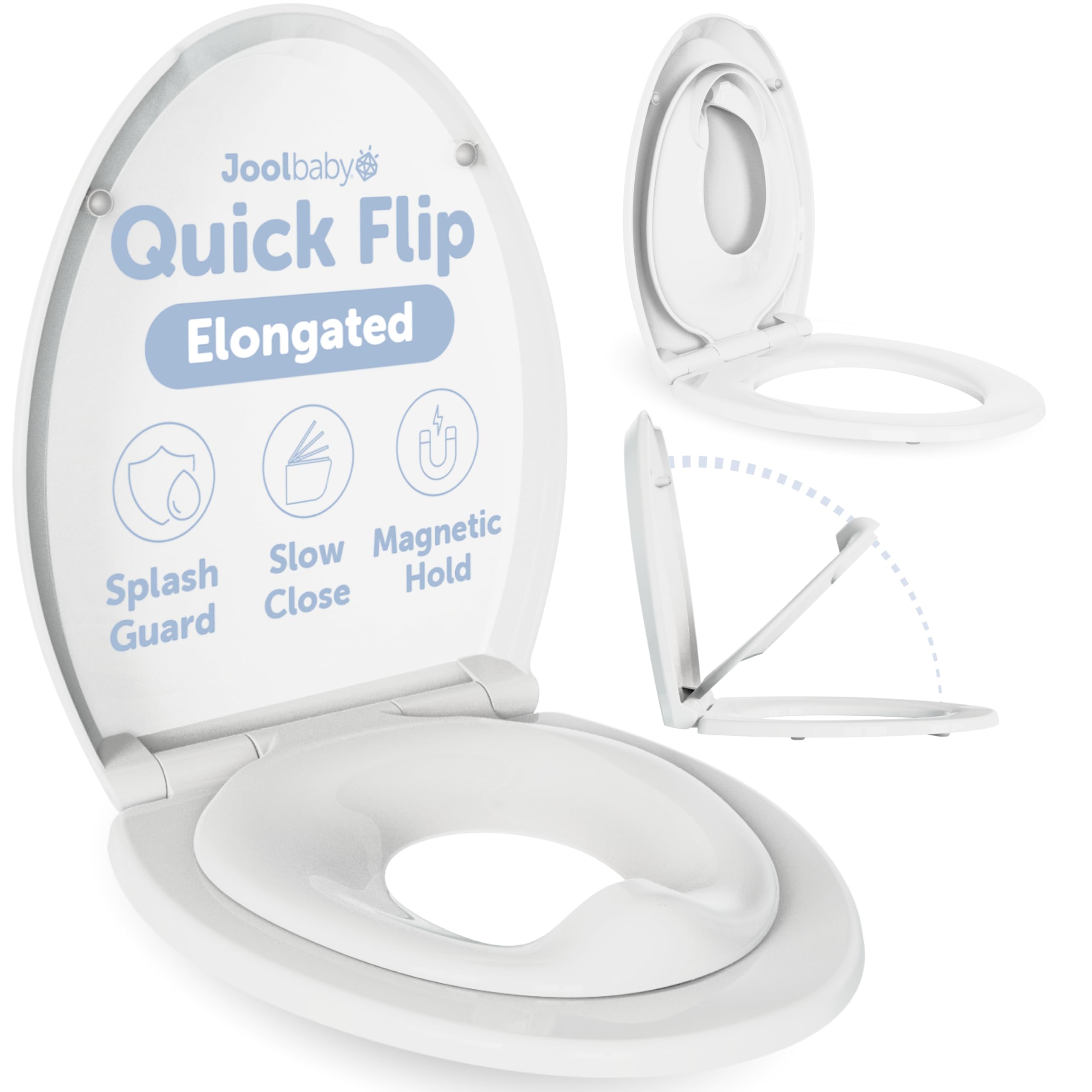Jool Baby Quick Flip built-in potty on an elongated toilet for easy training