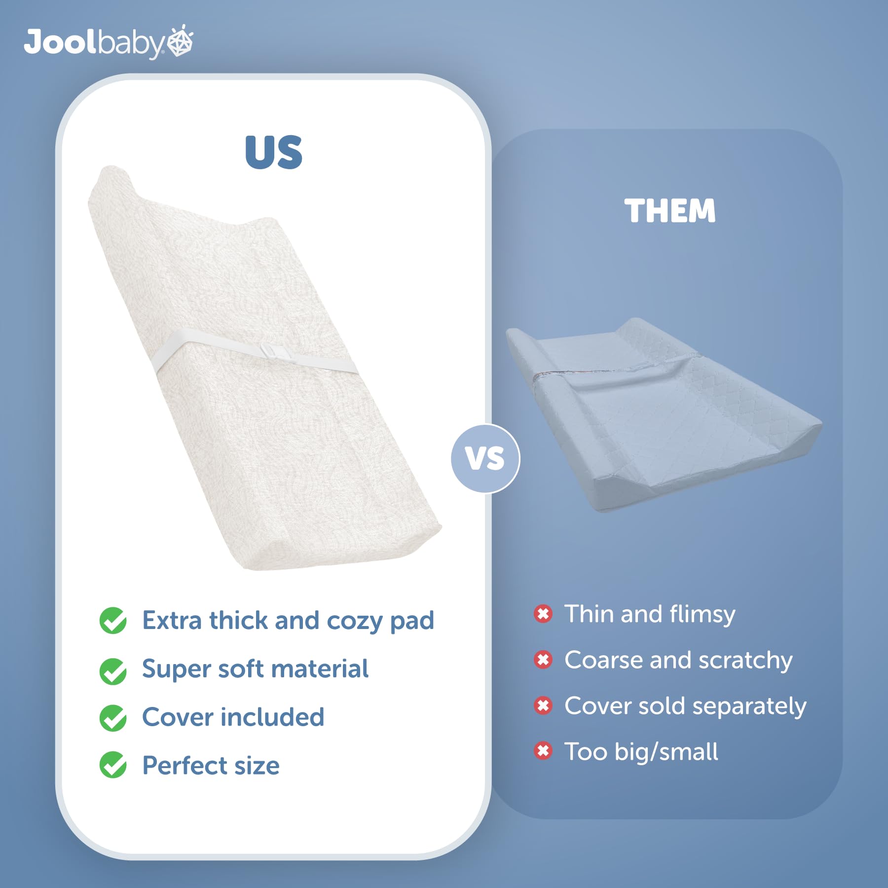 Jool Baby Serenity contoured sides and safety strap keep baby secure during changes