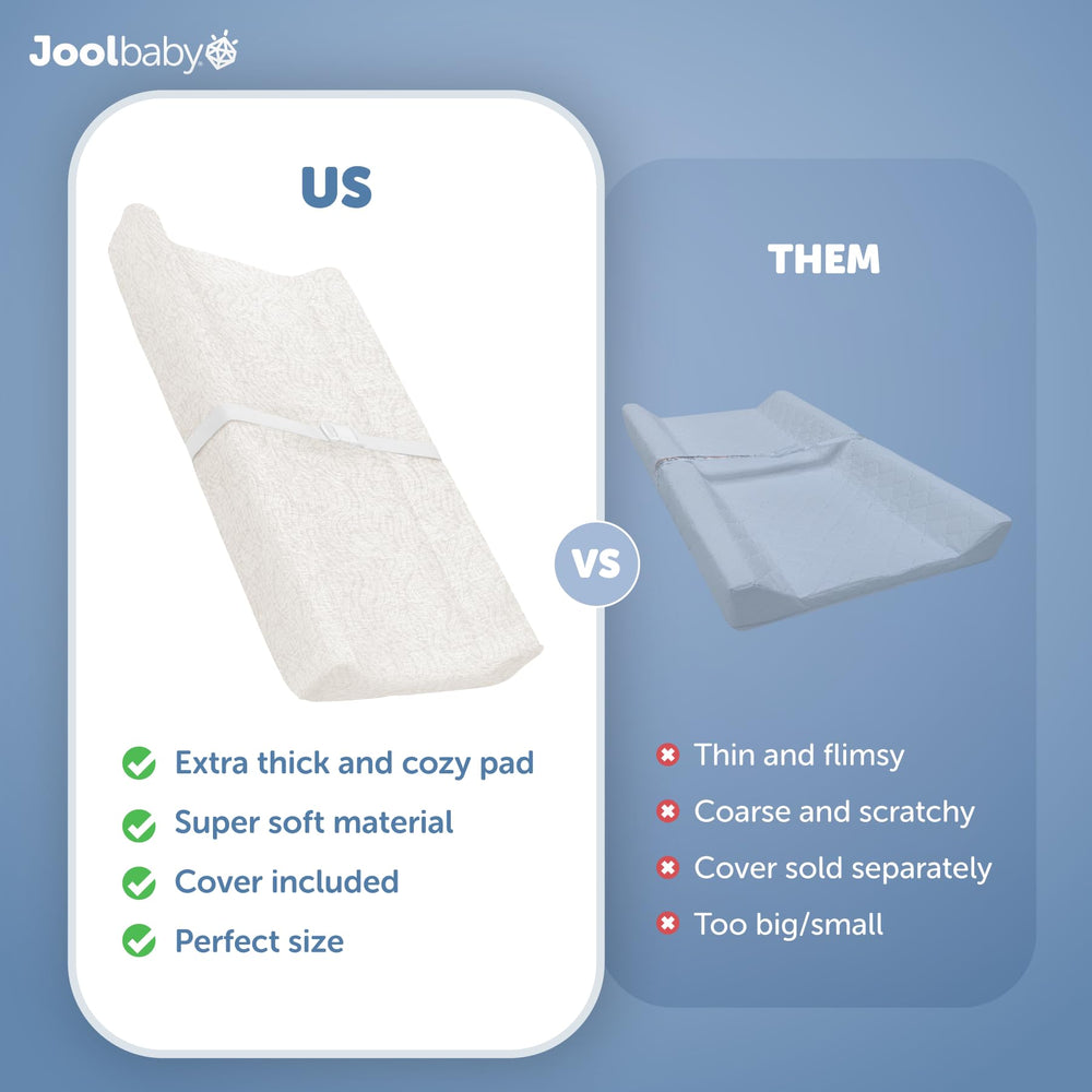 Jool Baby Serenity contoured sides and safety strap keep baby secure during changes