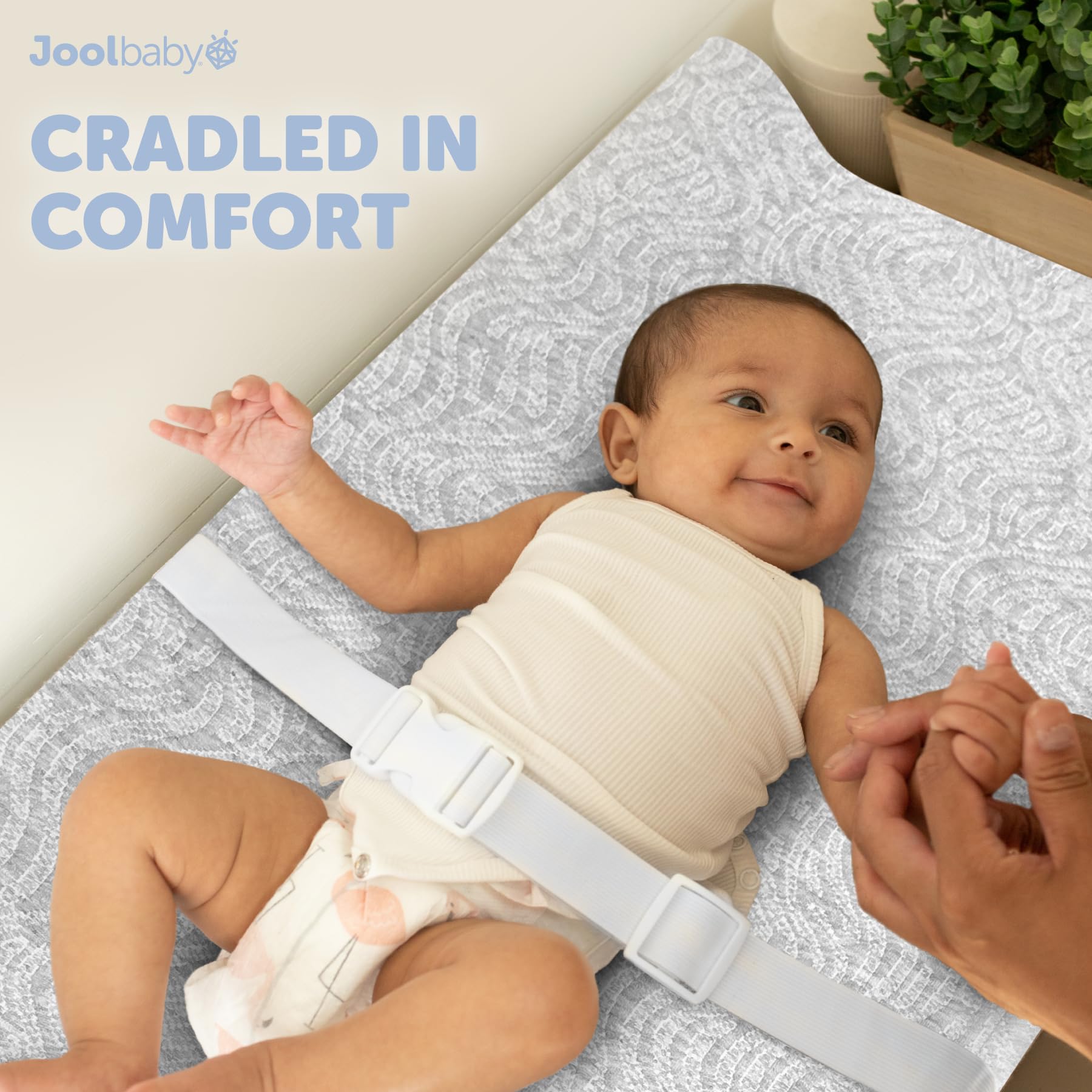 Closeup of Jool Baby Serenity washable cover for easy cleaning