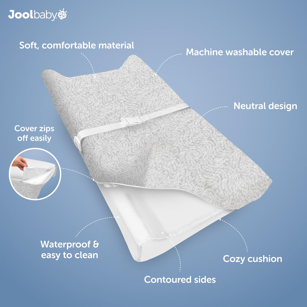 Non-slip bottom of Jool Baby Serenity pad prevents shifting during changes