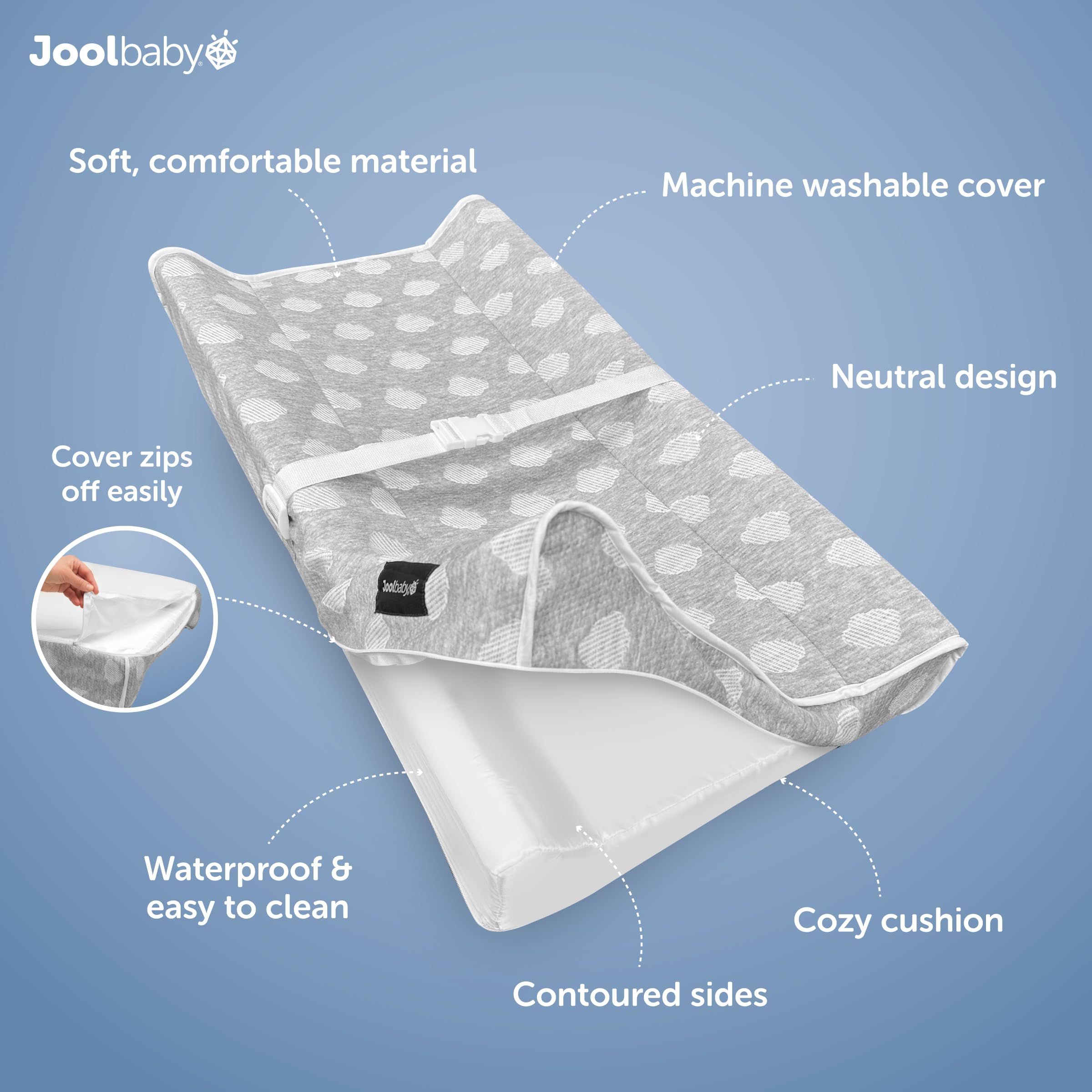 Jool Baby Serenity pad with washable cover makes mess cleanup quick and easy