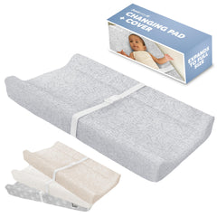 Jool Baby Serenity changing pad, wave gray pattern, top view for comfortable diaper changes