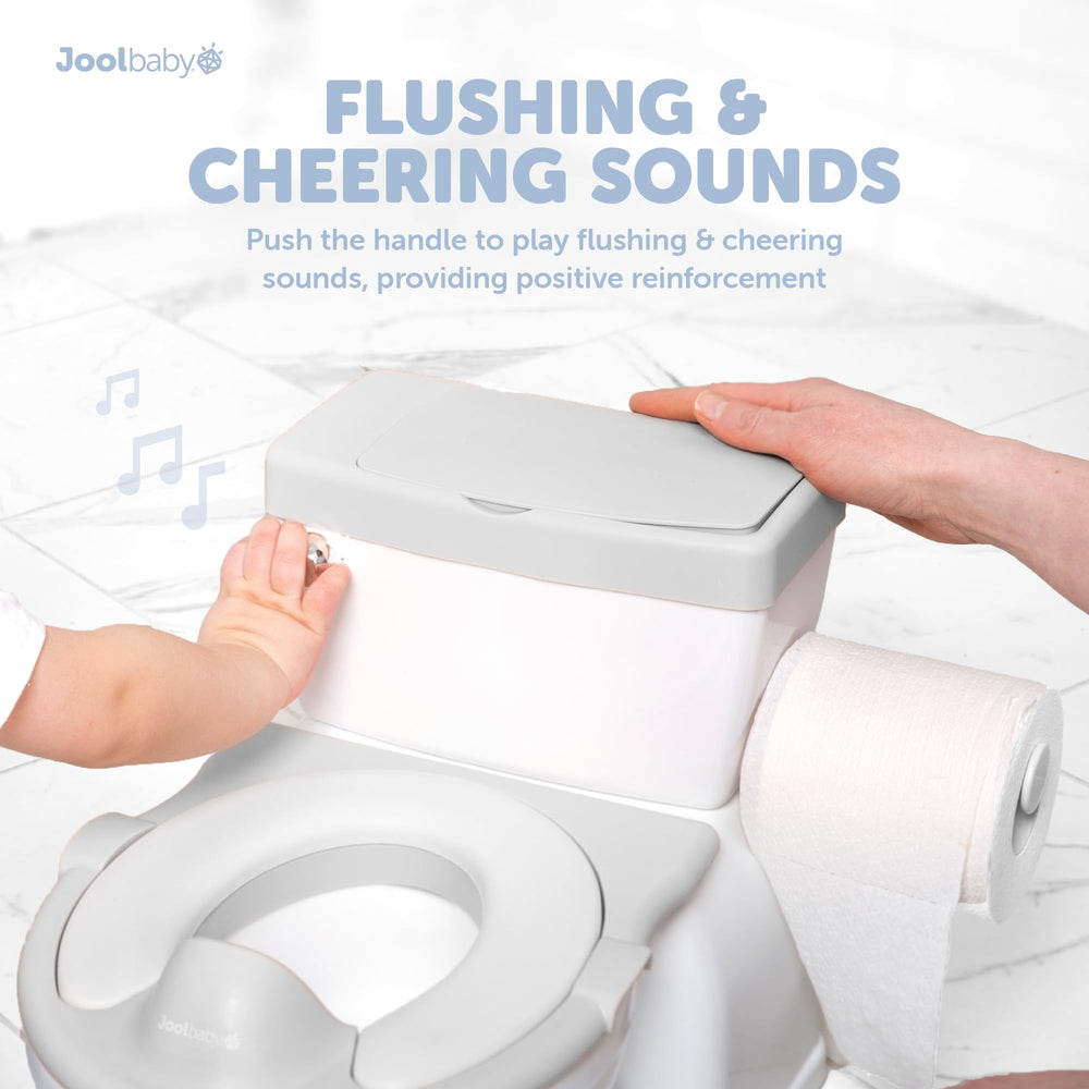 Jool Baby storage compartment and toilet paper rod in gray