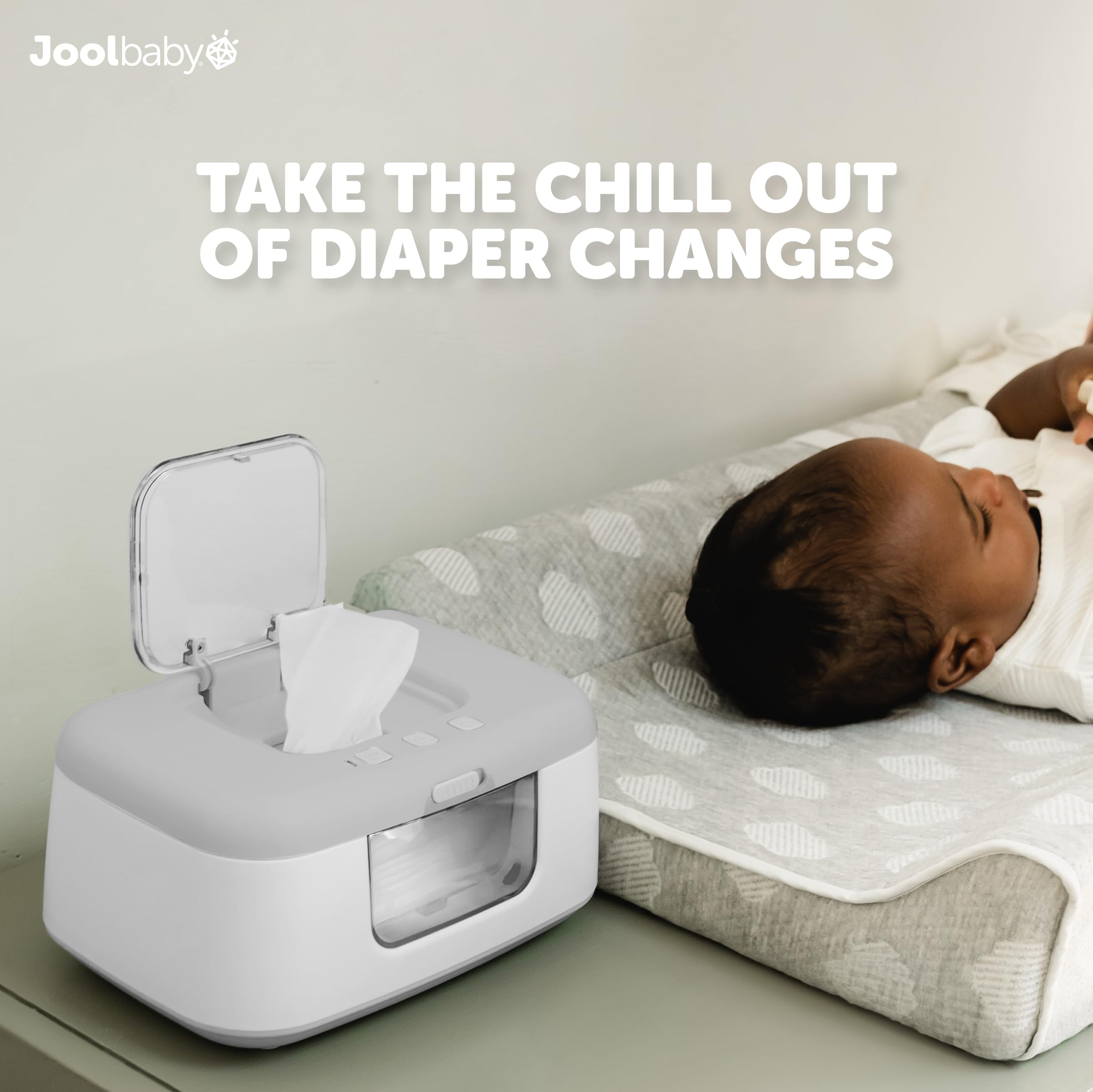 Jool Baby TinyBums wipe warmer with locked lid keeps moisture sealed.