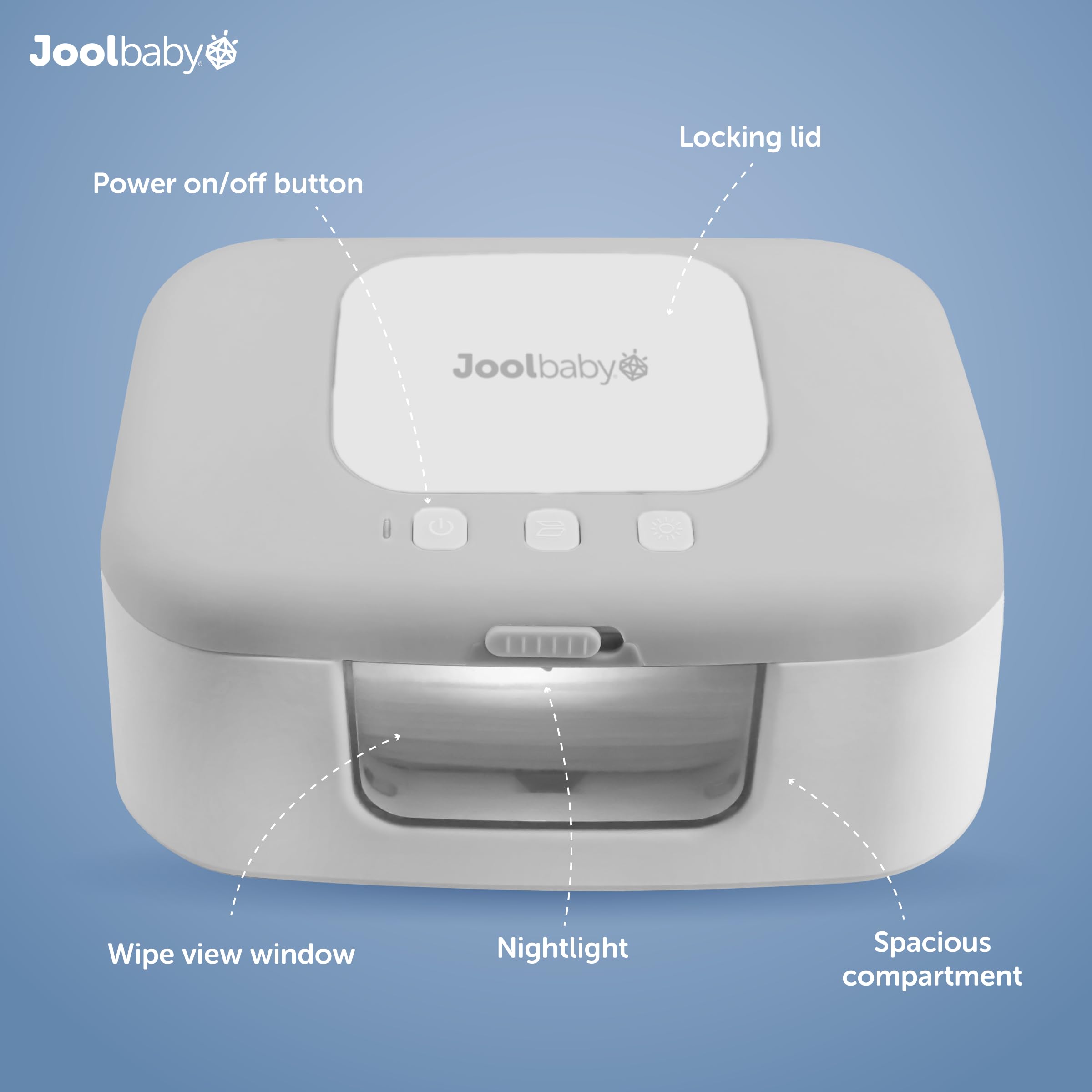 Jool Baby TinyBums wipe warmer night light guides nighttime diaper changes.