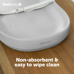 Jool Baby gray pad folded for travel and compact storage.