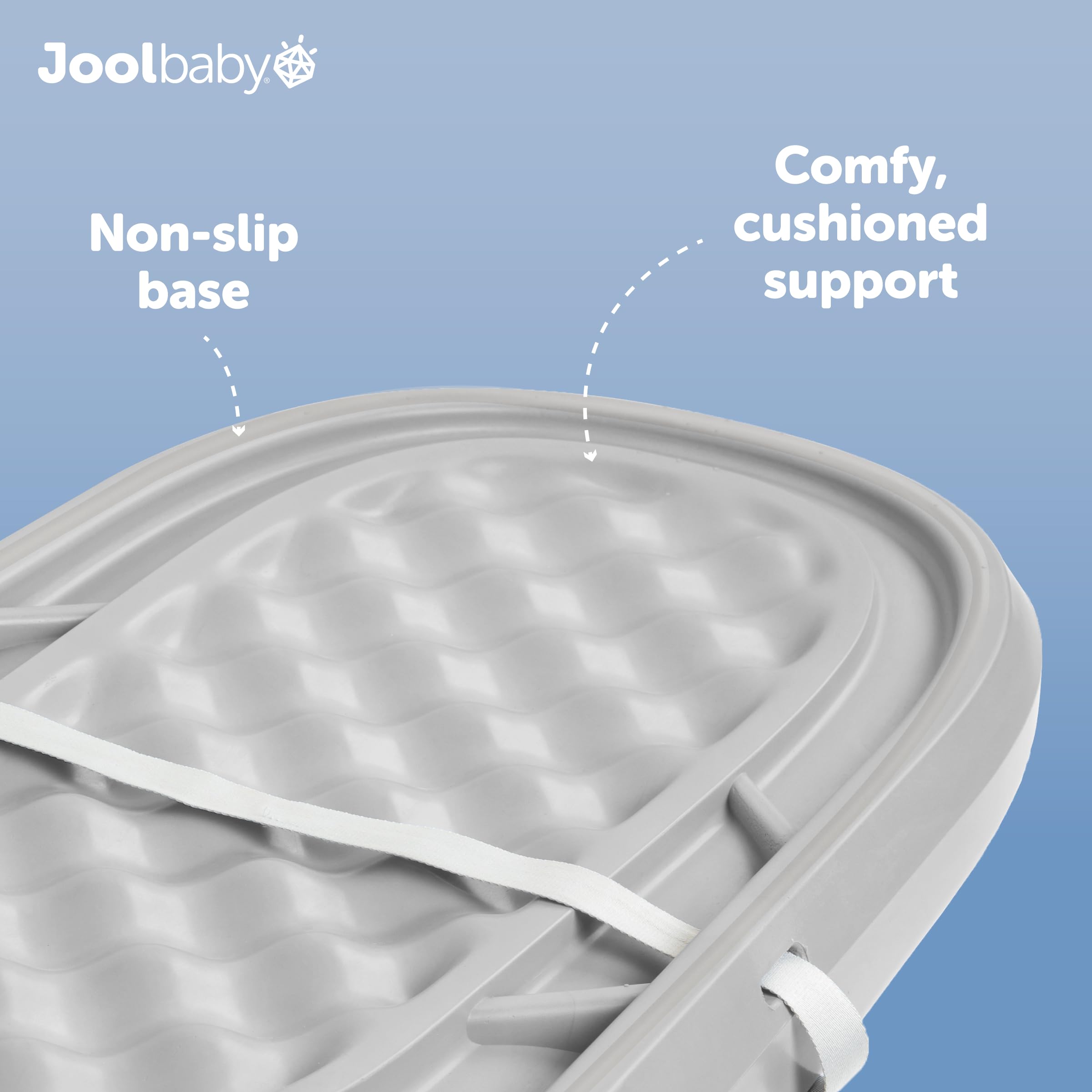 Jool Baby gray changing pad on a table for easy use.