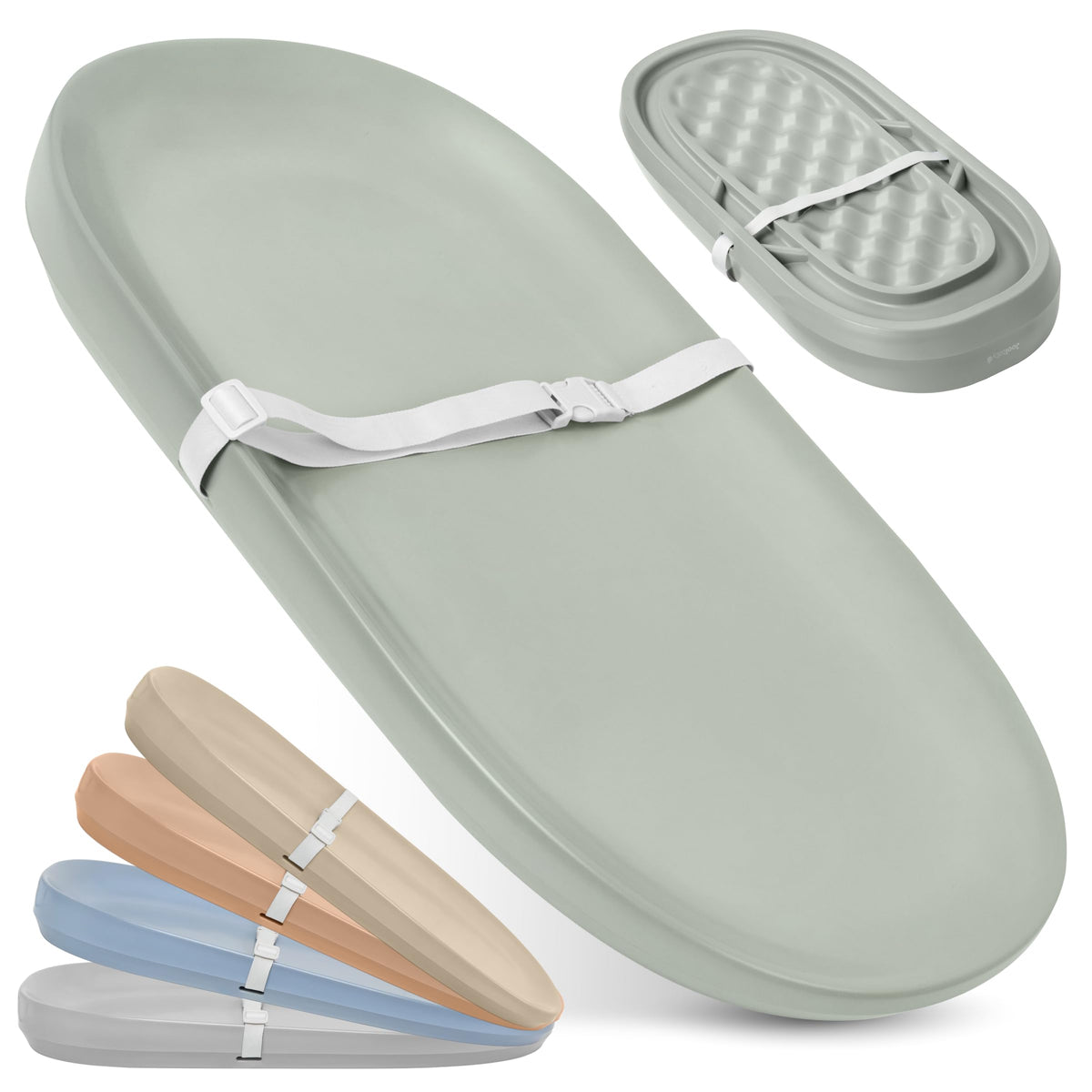 Jool Baby waterproof changing pad with wipe-clean surface for quick mess cleanup.