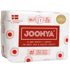 JOONYA Size 1 XS diapers overview showing slim fit for tiny babies and discreet wear.