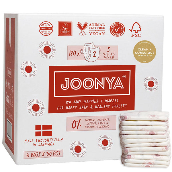 JOONYA Size 2 diaper with overnight absorbency for dry mornings