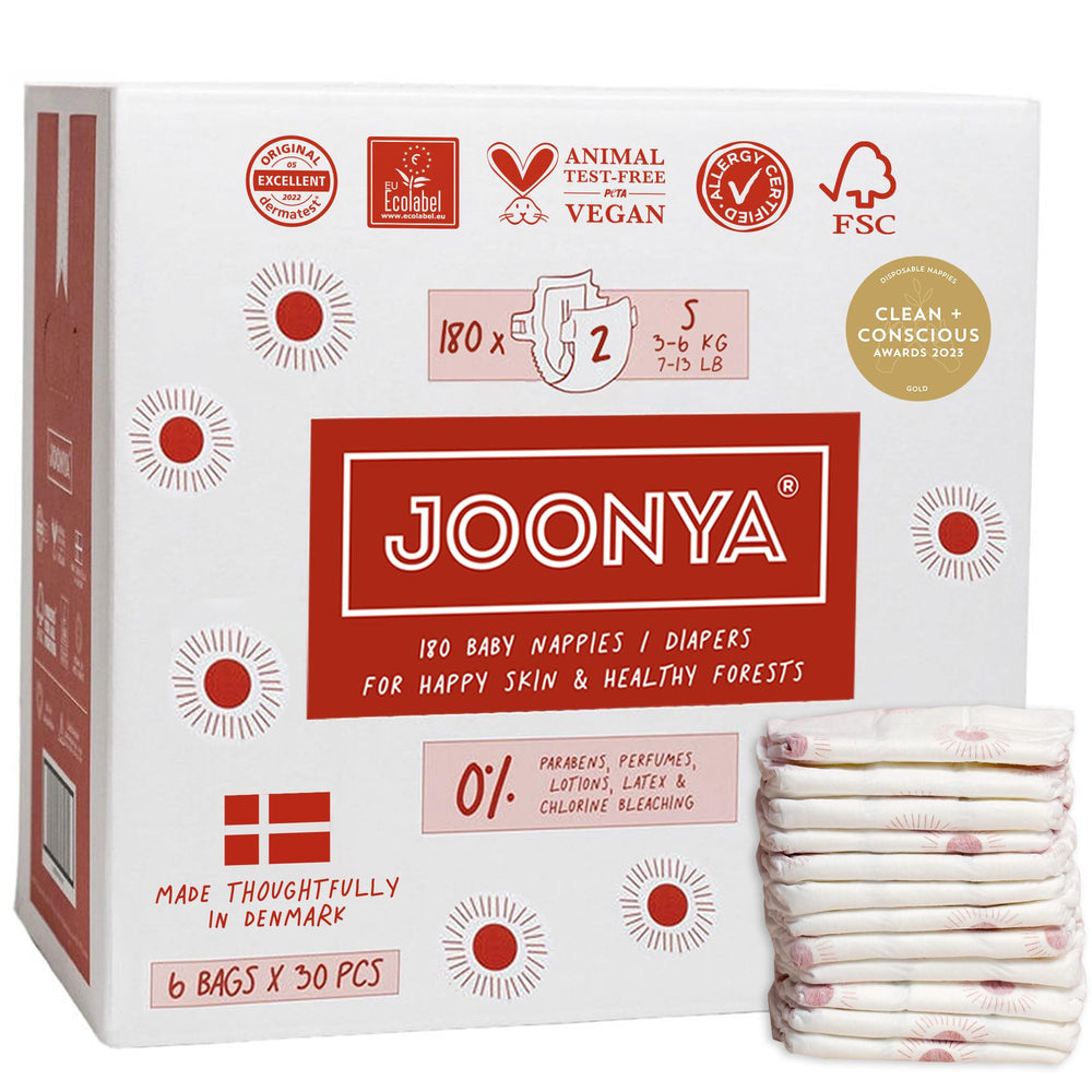 JOONYA Size 2 diaper with overnight absorbency for dry mornings