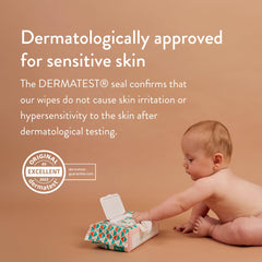 JOONYA Unscented Baby Wipes biodegradable label highlights eco-friendly choice.