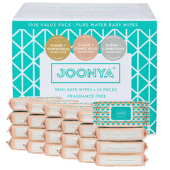 JOONYA Unscented Baby Wipes box-front showing fragrance-free formula for sensitive skin.