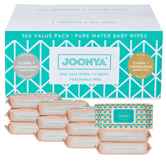 JOONYA Unscented Baby Wipes pack front view for bulk convenience.