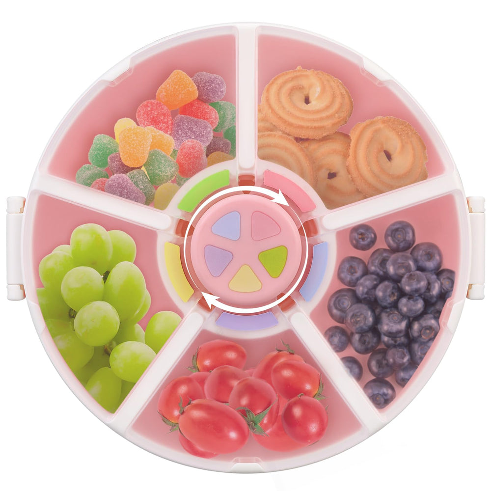 JOOPETALK kids snack container with five compartments and pink lid for organized snacks