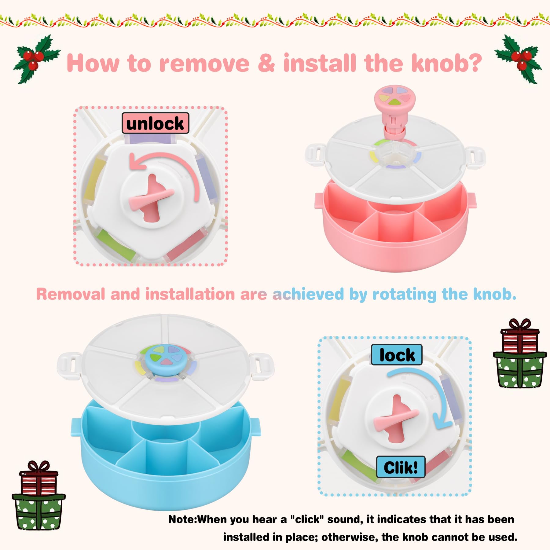 JOOPETALK rotating-container with five compartments for organized snacks.