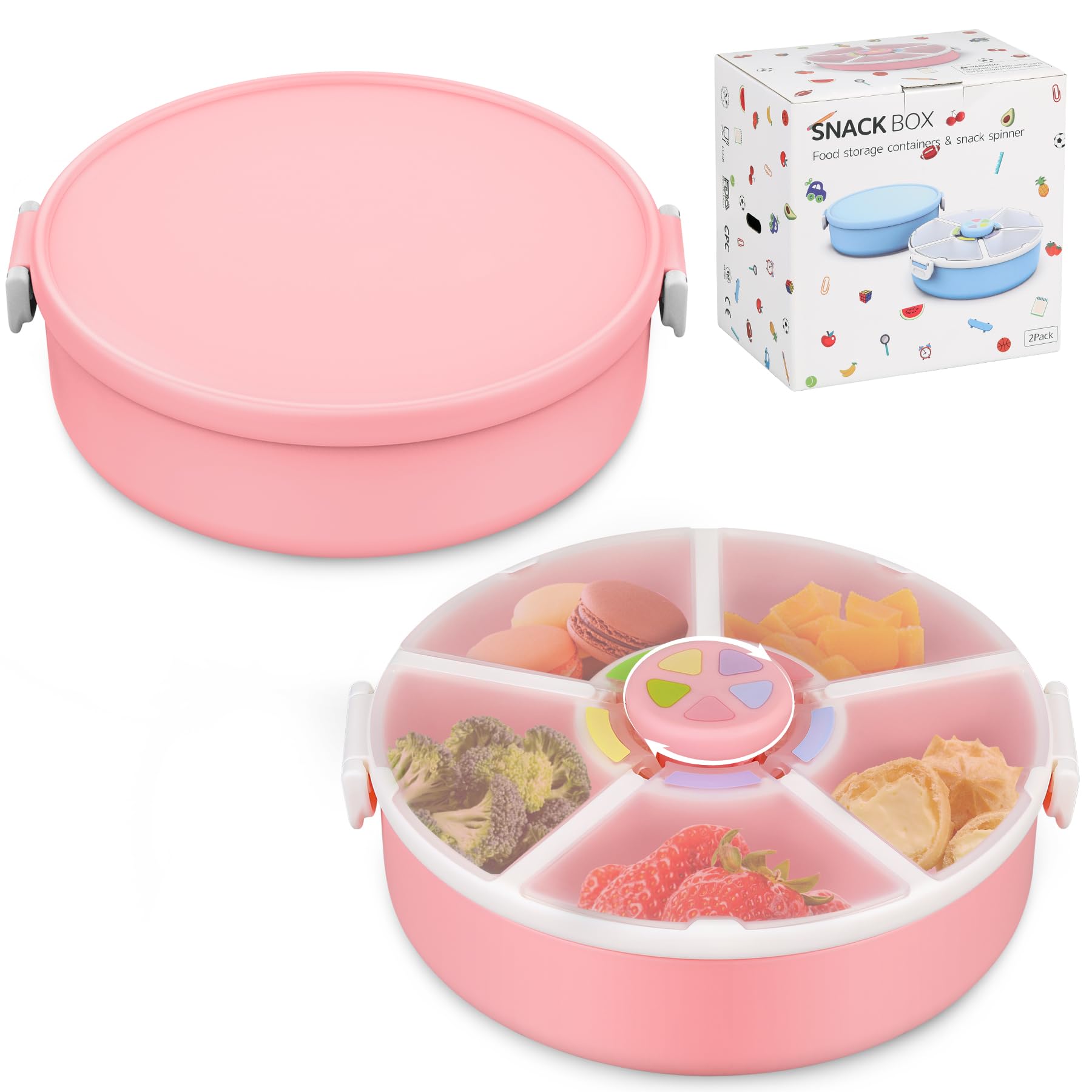 JOOPETALK rotating snack container set pink, ideal for travel-friendly kid snacks.