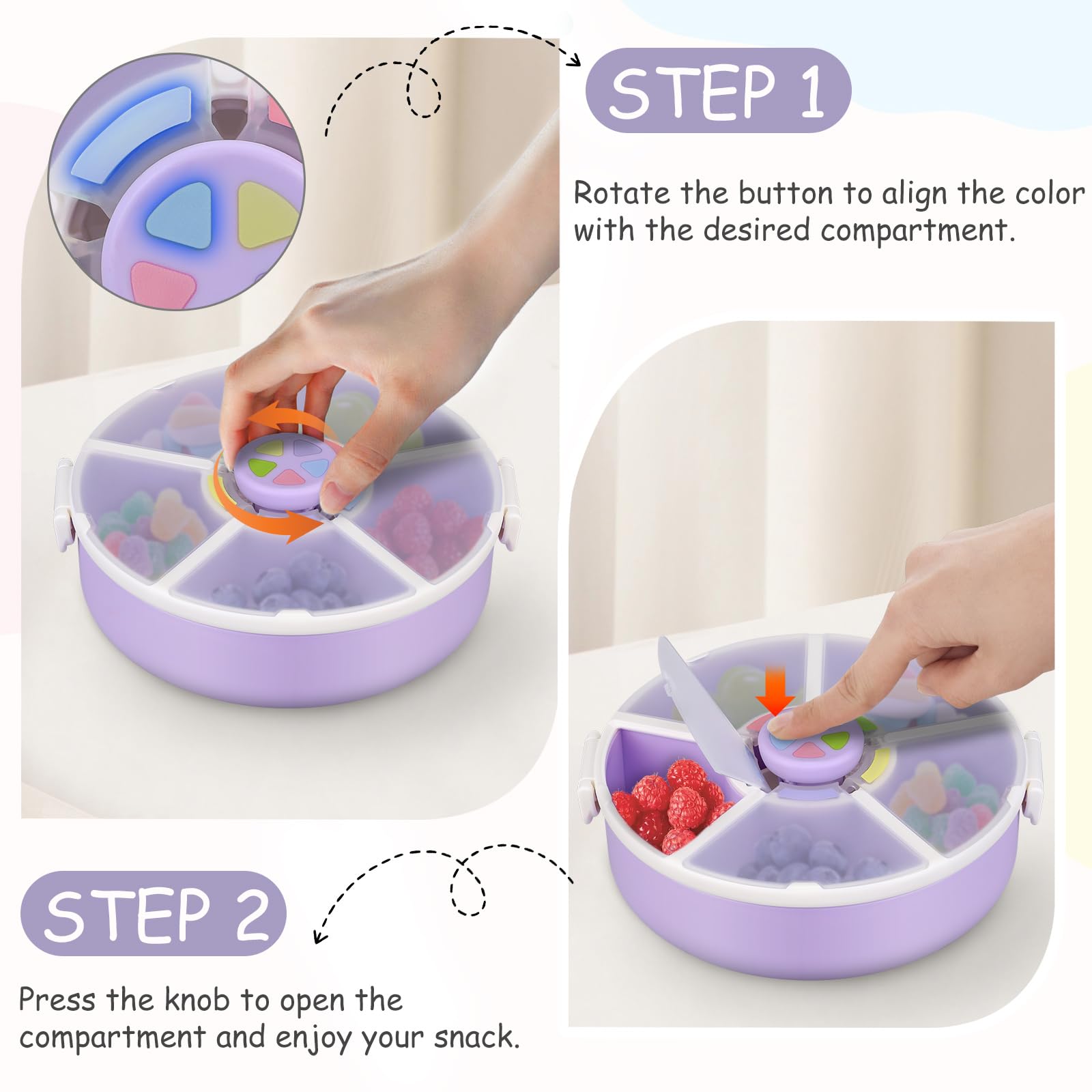 JOOPETALK round sectioned snack box with 6 compartments for organized munchies.