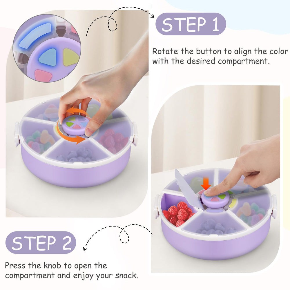 JOOPETALK round sectioned snack box with 6 compartments for organized munchies.
