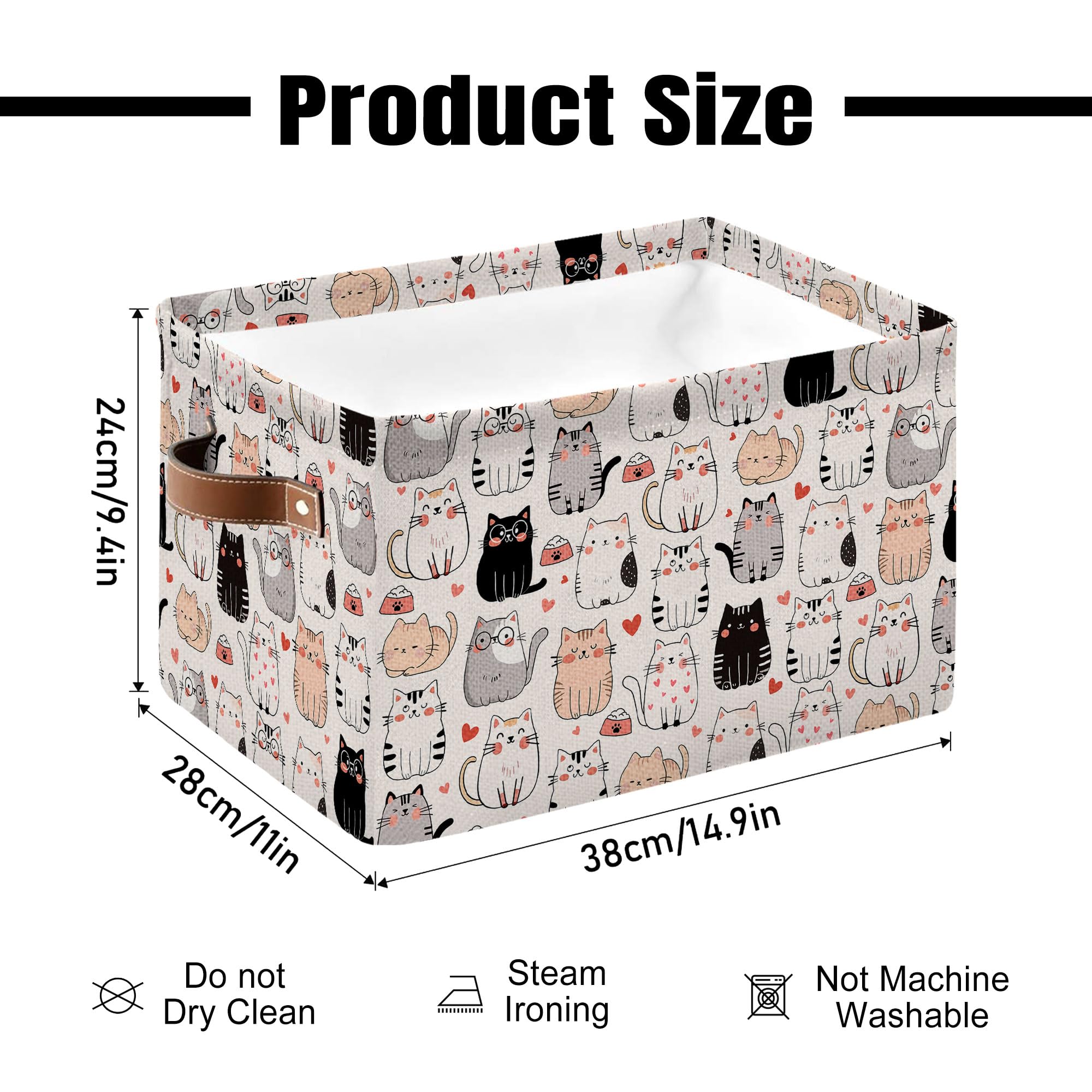 JOPJOLIW cat-pattern storage bin in bedroom for clothes storage.