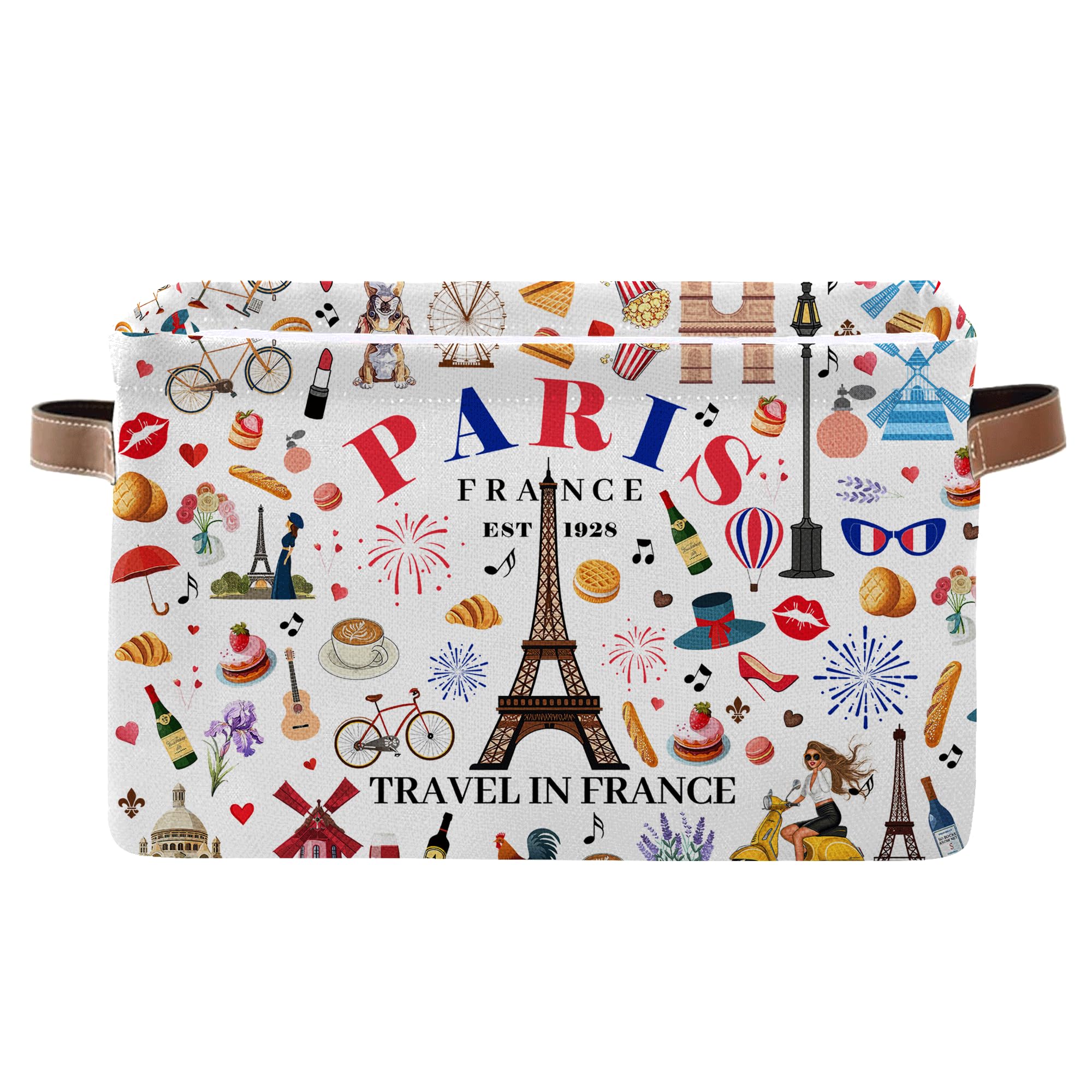 JOPJOLIW Eiffel Tower print basket adds Paris style and storage.
