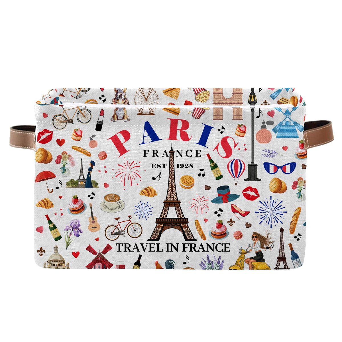 JOPJOLIW Eiffel Tower print basket adds Paris style and storage.