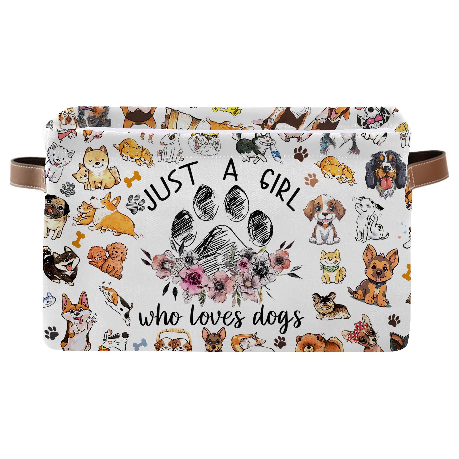 JOPJOLIW paw print storage basket with dog-themed design for toy organization