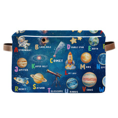 JOPJOLIW Space Planet basket with rockets and stars for toy organization.