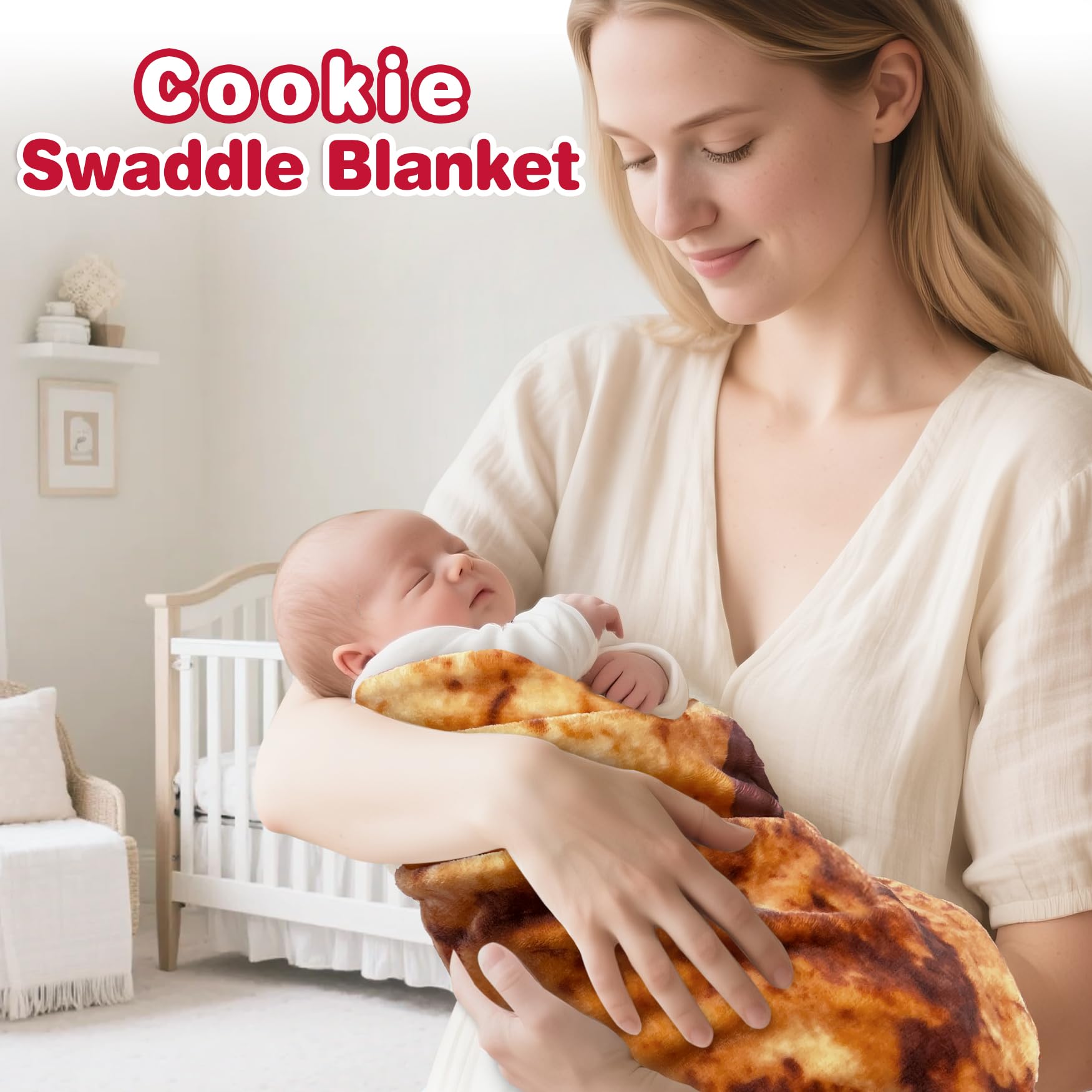 Jorbest Cookie Baby Blanket crib blanket size for naps.