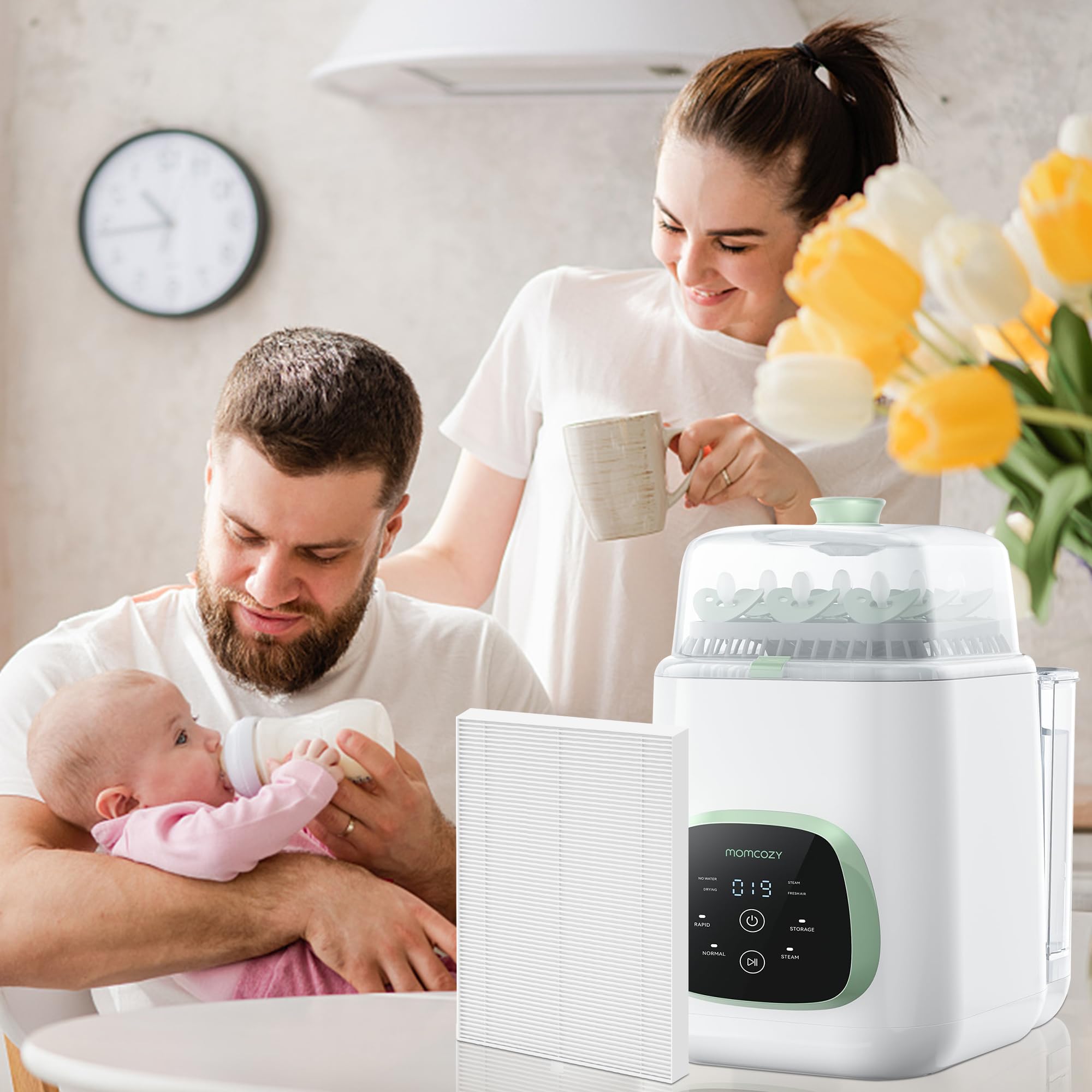Jorlvar filters improve the baby feeding environment with cleaner air.