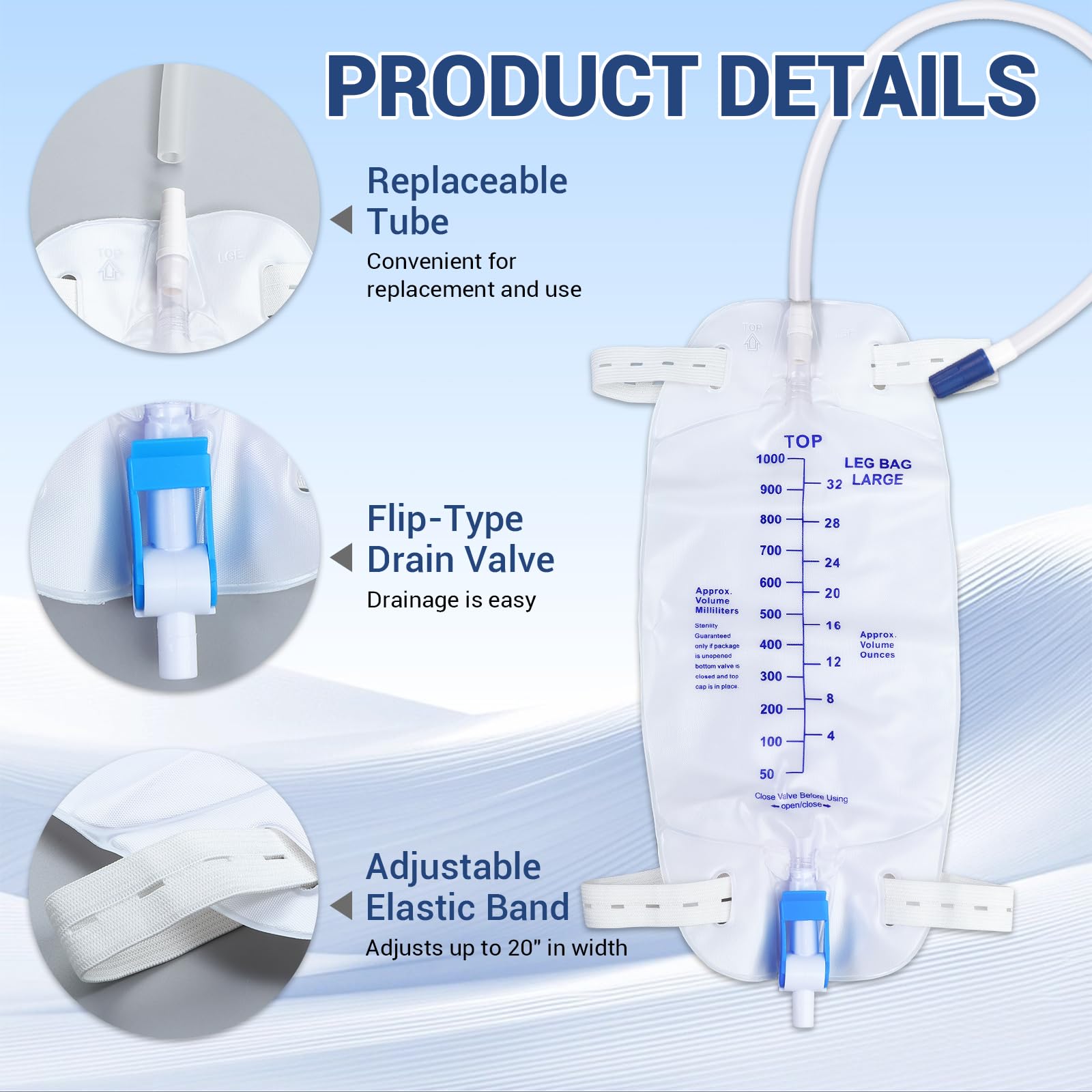 JORVONR leak-proof anti reflux leg bag prevents spills during wear