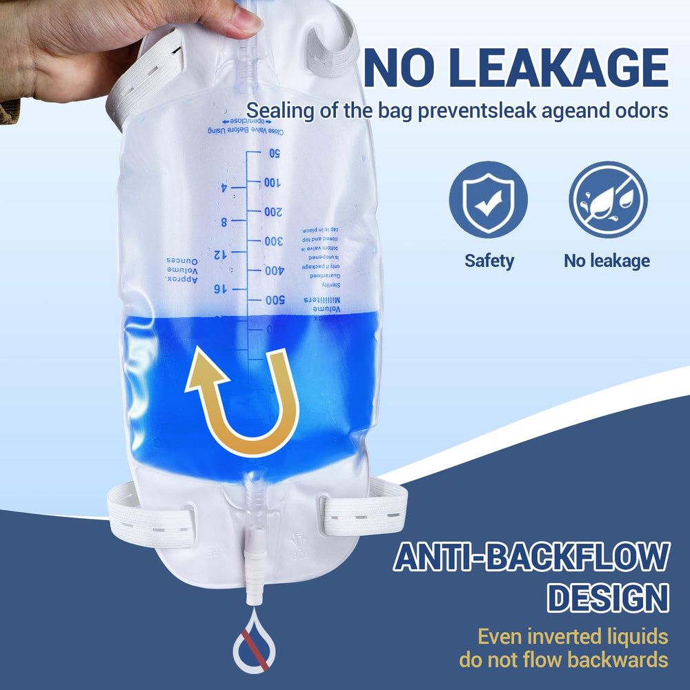 JORVONR leg bag with a 17.7-inch flexible tube for smooth drainage