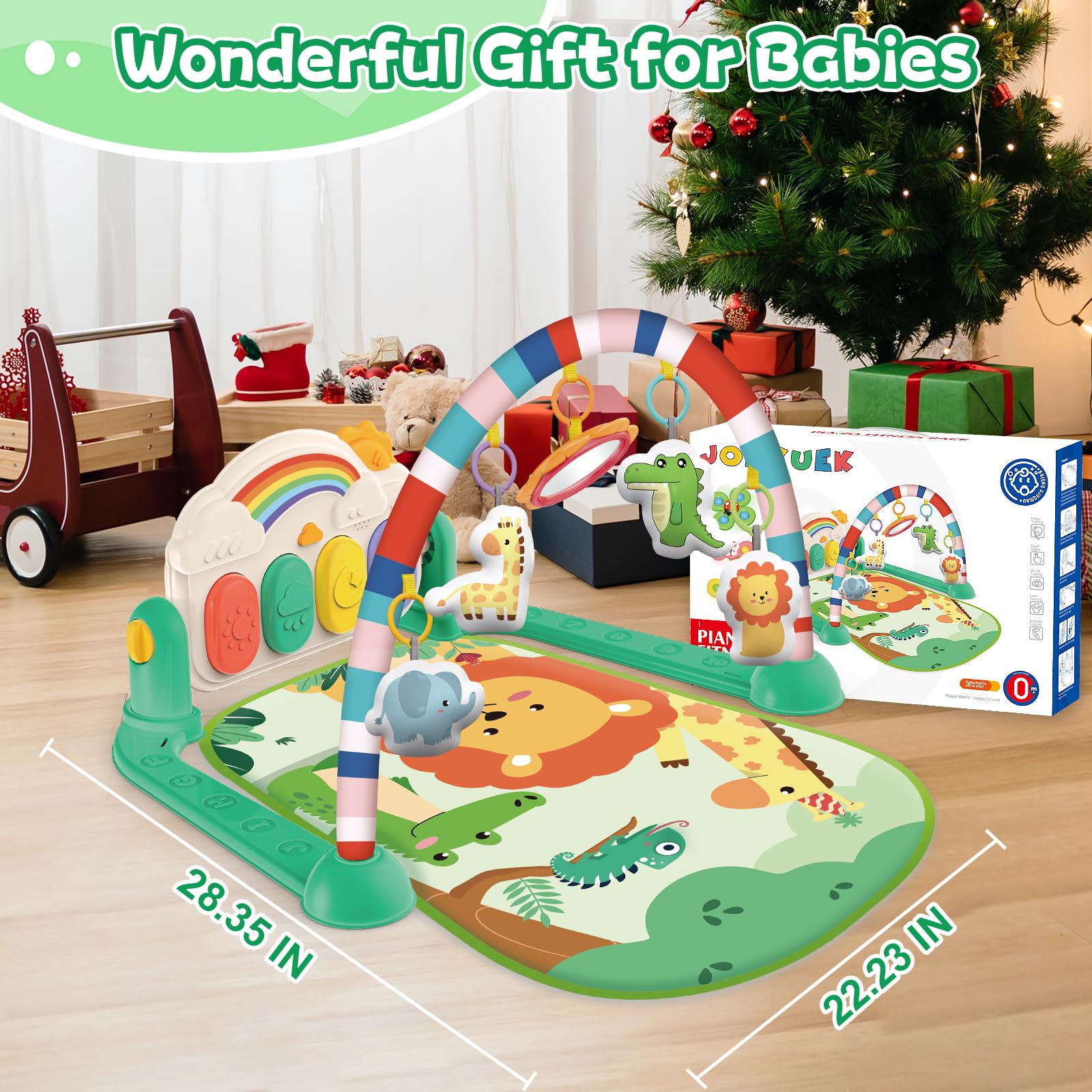 Joryuek baby gym foldable portable mat enables play anywhere.