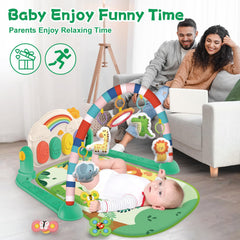Joryuek baby gym removable rattles offer easy sound changes to spark curiosity.