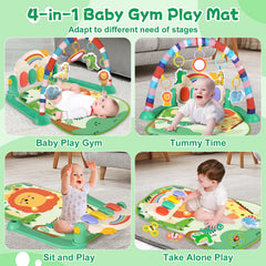 Joryuek baby gym spinning toys stimulate visual tracking and motor exploration.