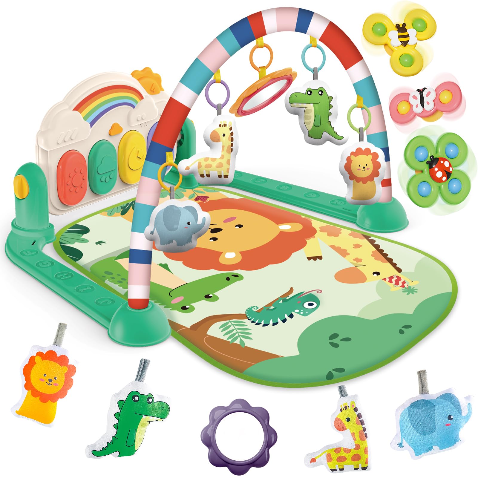 Joryuek baby gym toy mirror promotes self-discovery during tummy time and play.
