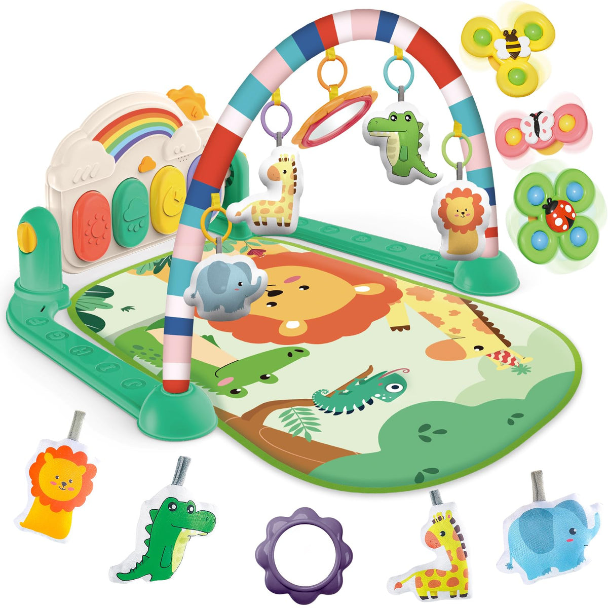 Joryuek baby gym toy mirror promotes self-discovery during tummy time and play.