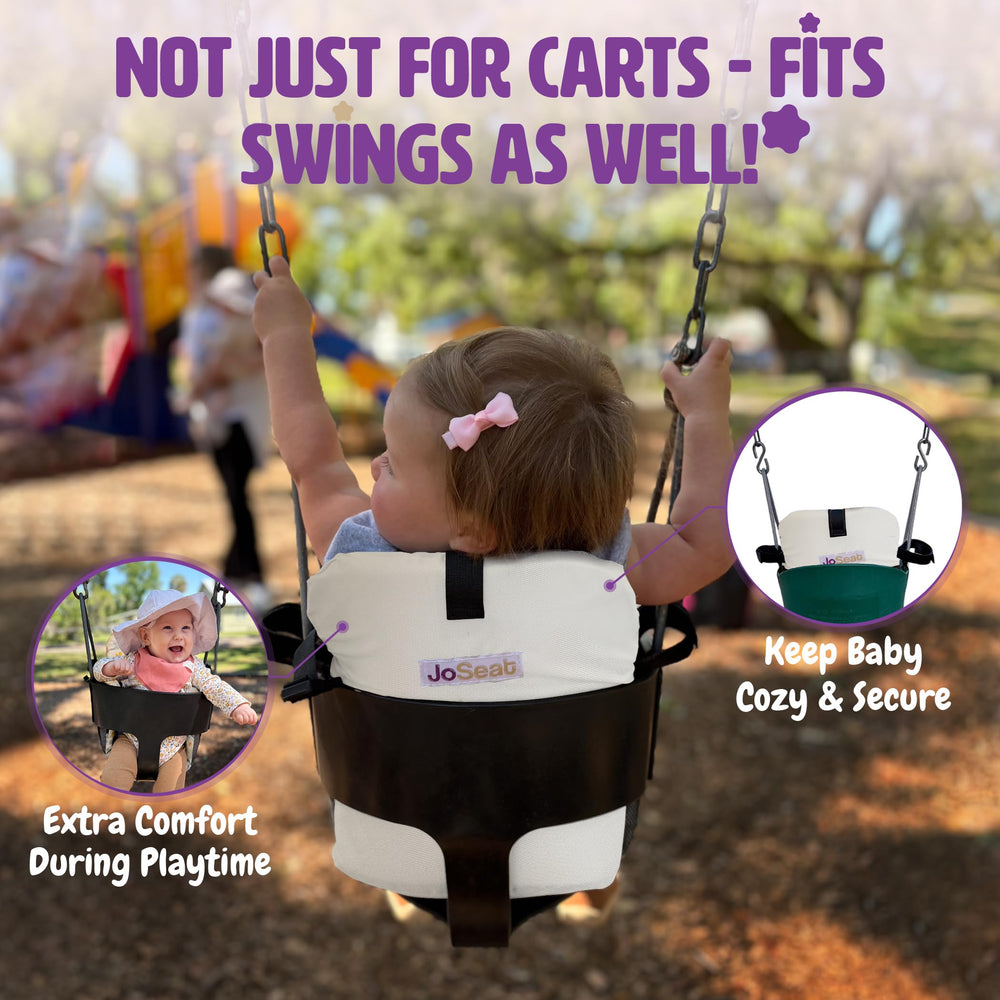 JoSeat multi-use cover shown as both high chair and cart liner