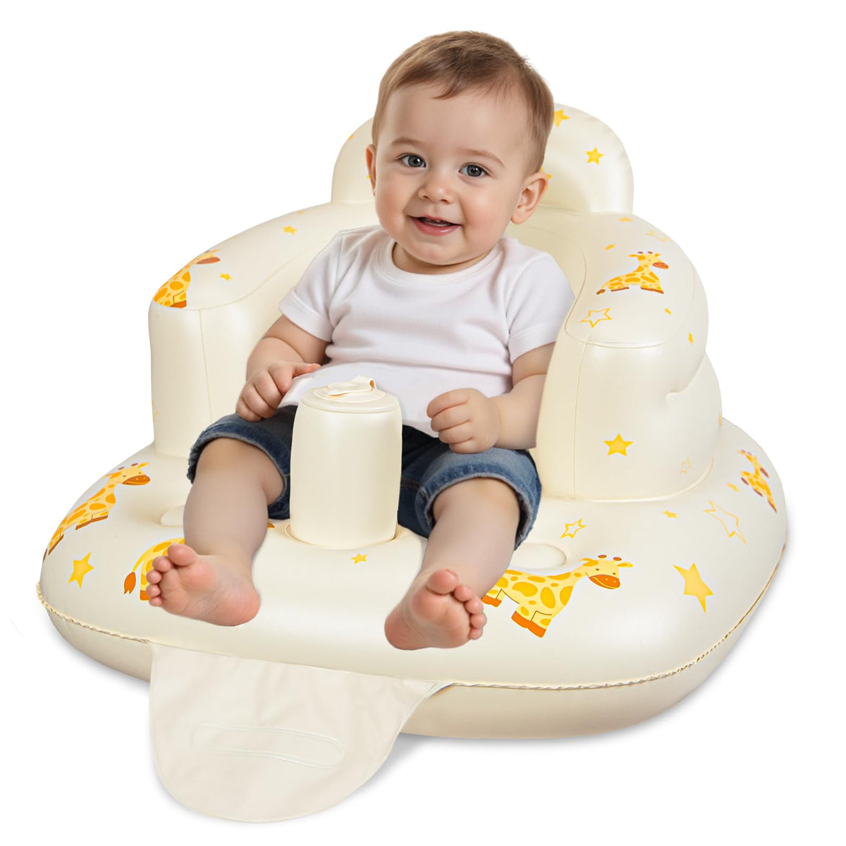 JOSEN inflatable baby seat with giraffe backrest supports learning to sit up