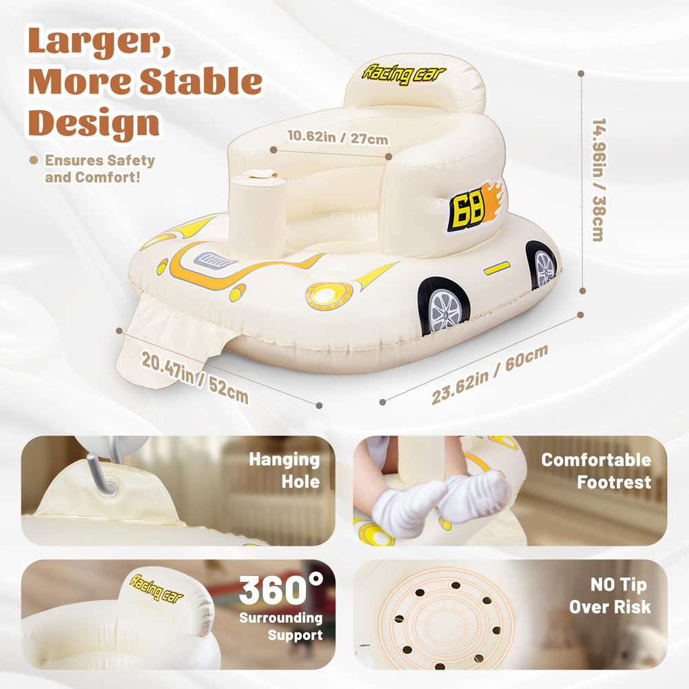 JOSEN inflatable seat showing enhanced stability and tall backrest