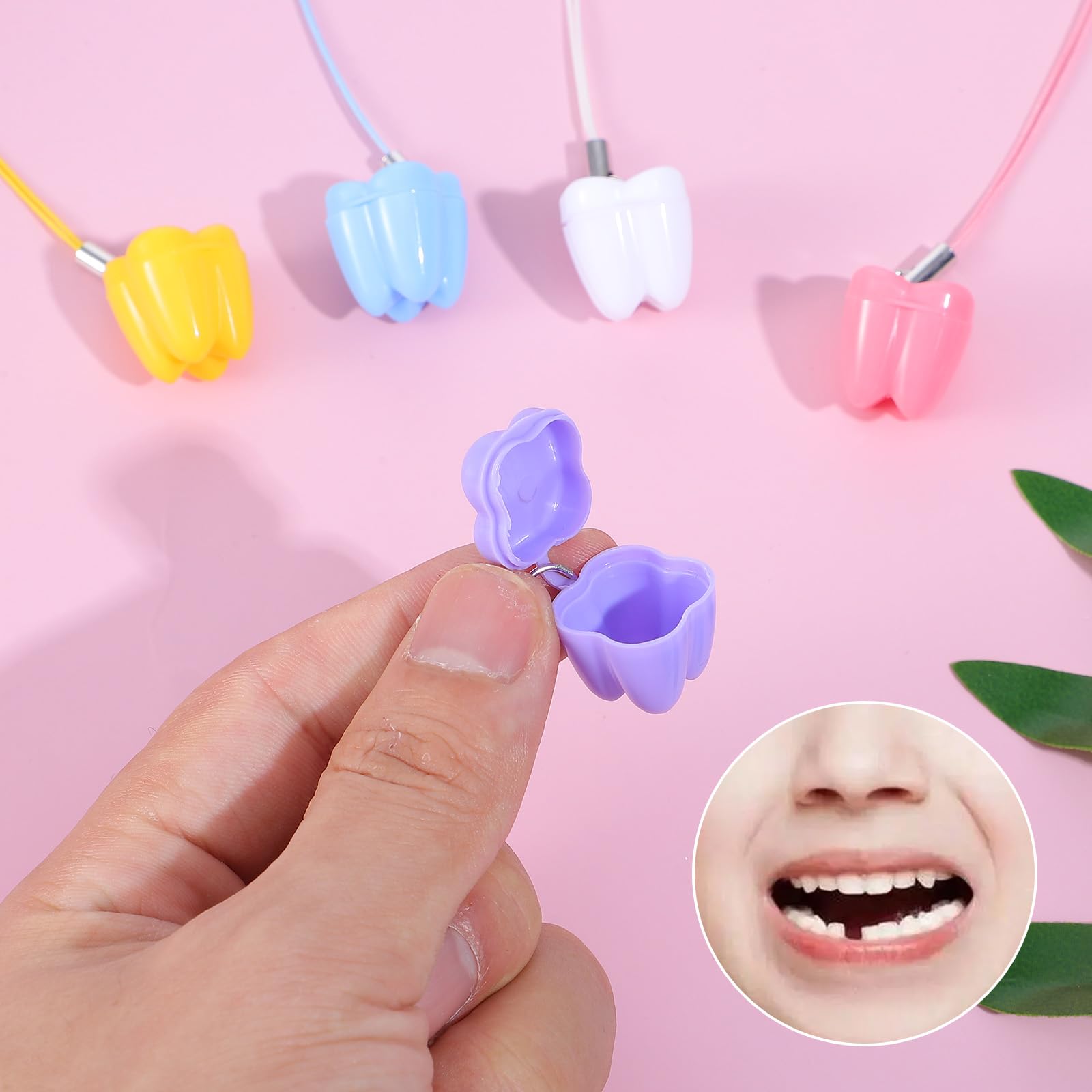 Josojoou tooth saver necklace open-close feature showing simple tooth placement.