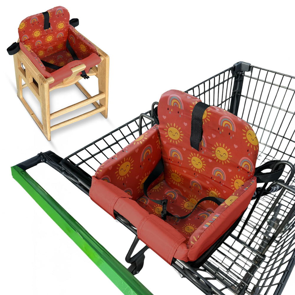 JoSeat shopping cart cover Sun Rainbows shields baby from germs during shopping.