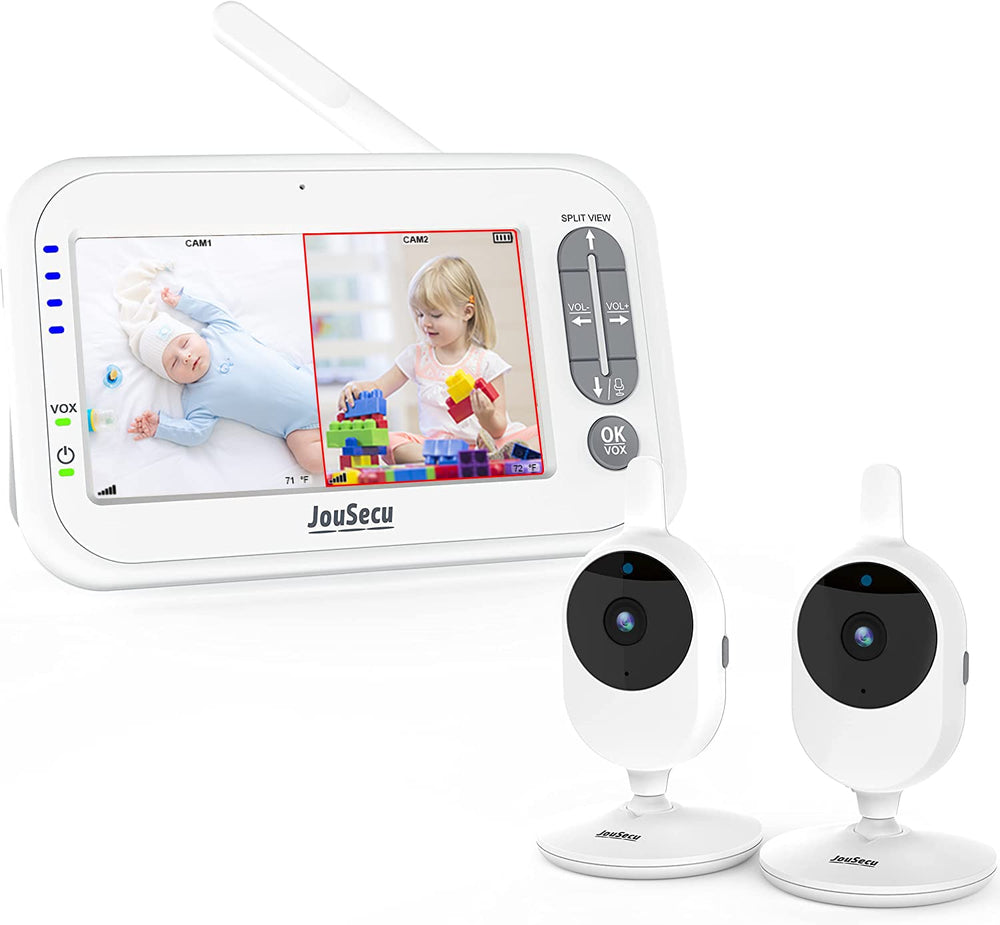 JouSecu two camera baby monitor setup showing two rooms for easy supervision