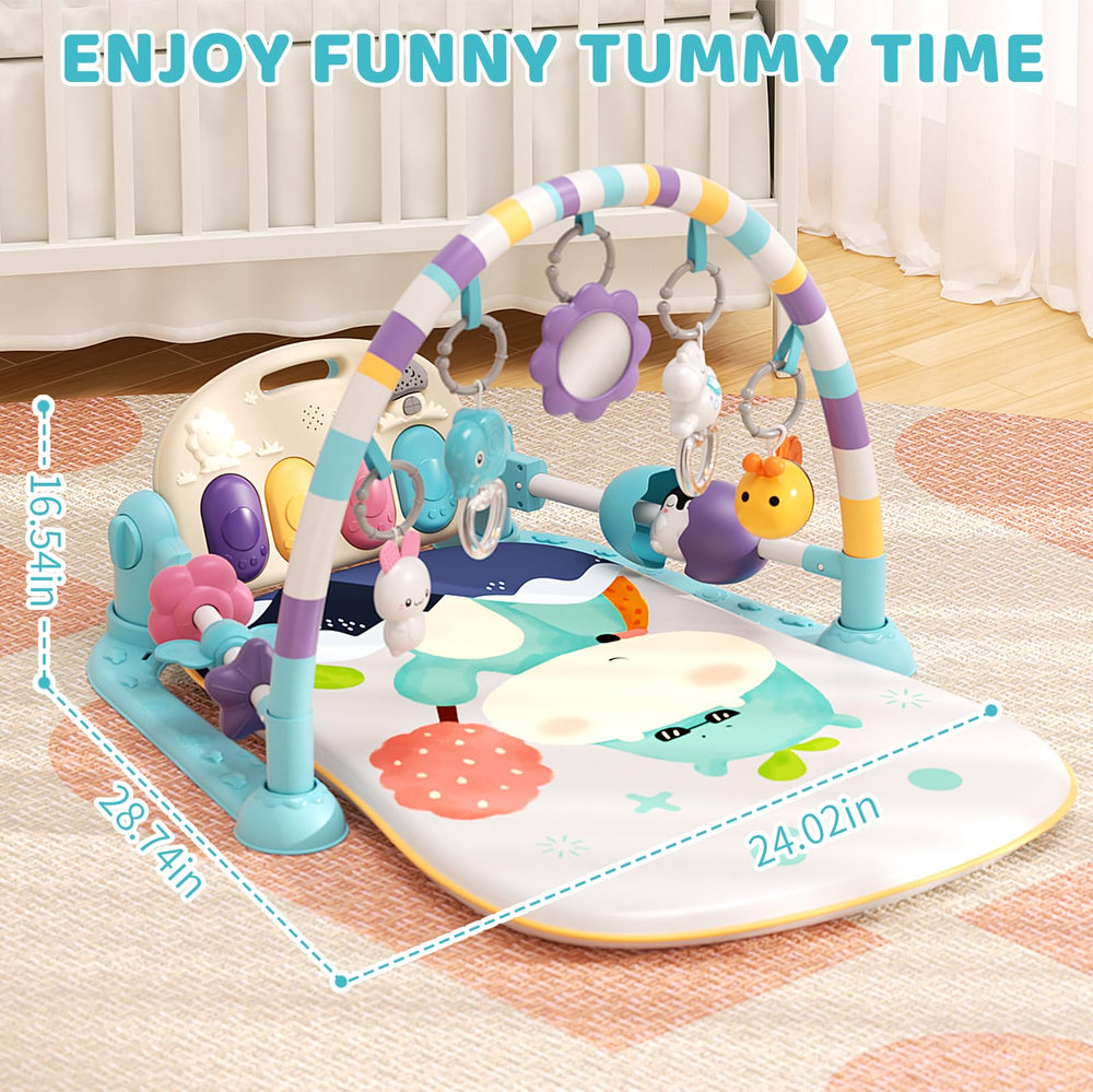 Jovow Baby Gym arch with toys close-up stimulates tactile exploration